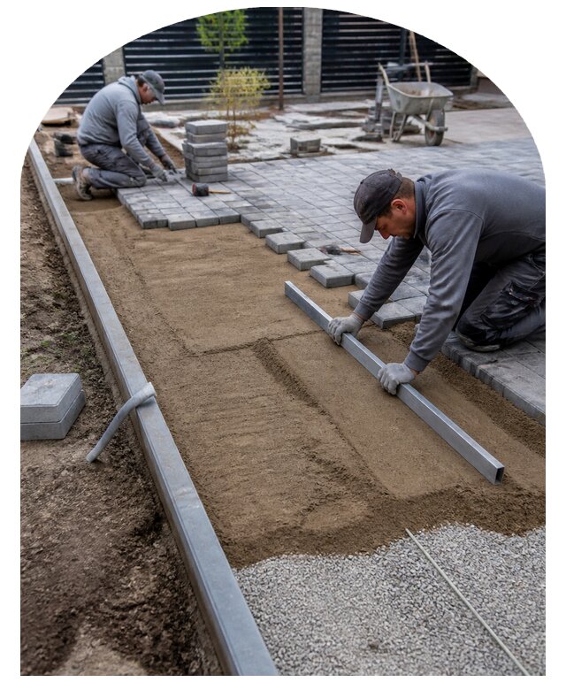 Патио на участке в Химках с устройством и благоустройством